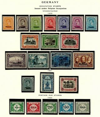 Gf076.  Belgium Occupation Germany Malmedy 1920 - 1921 Stamp Set & Porto