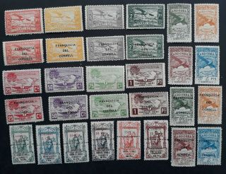 Very Rare 1932 Andorra (spanish) 30 Airmail Stamps Inc W Franquicia Del Consell