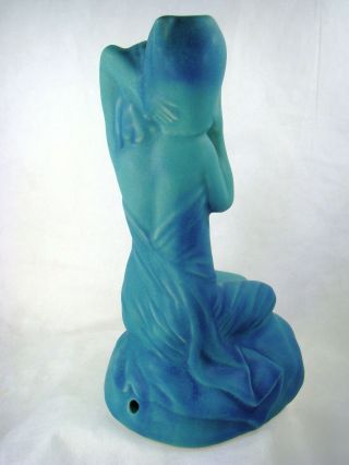 Van Briggle ART Pottery Damsel of Damascus MING BLUE Vase Lamp Base 5