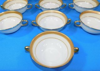 10 Lenox Vernon Double Handle Cream Soup Bowls Gold Encrusted