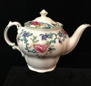 Royal Doulton Floradora Green Trim China - Teapot / Tea Pot