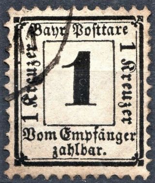 Bayern - 1870 Postage Due 1k Black - Wmk 5 / Wz 1a - Full Cv £1300