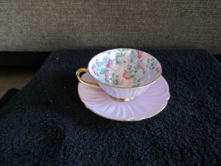 Shelley Oleander Footed Tea Cup And Saucer Chintz Summer Glory Lavender