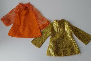 Ideal 18 " Crissy Chrissy Grow Hair Doll 2 Dresses Only Orange Lace & Gold Dress