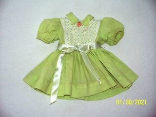 Vintage Tagged Terri 16 " Lee Doll Dress Lime Green Cotton Eyelet Front Panel