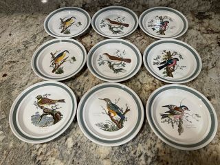 Vintage Portmeirion Birds Of Britain By E.  Donovan Set Of 9 Dessert Plates
