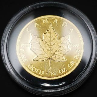 1989 Canada Proof Gold Maple Leaf 1/4 Oz 9999 Fine Coin Mintage 6998