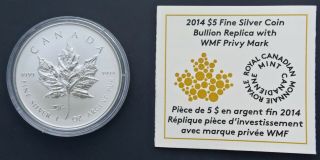 2014 Canada World Money Fair Wmf Privy Maple Leaf 1 Oz Silver Reverse Proof Coin