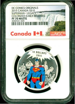 2015 Canada S$10 Dc Comics Originals Superman Legacy Colorized Ngc Pf70 Matte