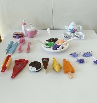 Playmates Ally Interactive Doll Accessories Food Spoon Pizza Hair Clips