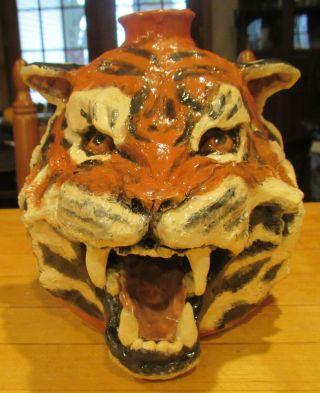 American Folk Art Tiger Jug Signed & Dated Bertin 2011
