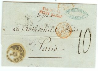 Italy Cover - 1856 Venice To Paris (via Stati Sardi) - Rothschild Bank Related