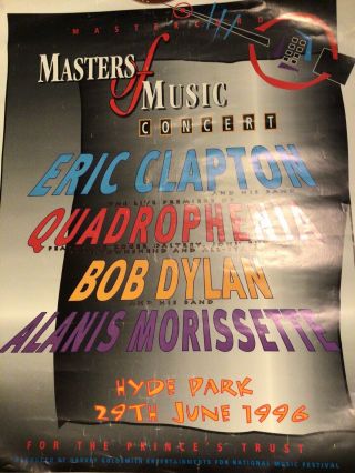 Masters Of Music Poster Hyde Park 1996 Dylan / Who /clapton/quadrophenia