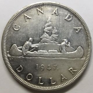 1947 Canadian Silver Dollar Maple Leaf Variety ($1.  00) 80 Silver Key Date