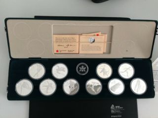 Canada 1988 Calgary Winter Olympics Proof 1 Oz Silver 10 Coin Set W/ Box/coas B8