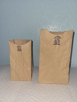 Vintage Harvey Craft 1 And 2 Brown Paper Bag Vases Nos