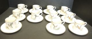 11 Pickard China For Abercrombie & Fitch Game Bird Demitasse Cups And Saucer