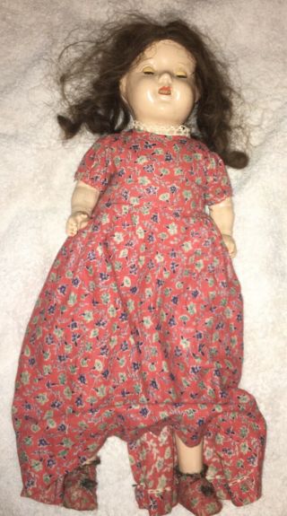 1920s Effanbee 21 “ Composition & Cloth Mama Crier Doll w/ Tin Eyes Open Mouth 3