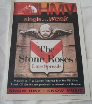 The Stone Roses - 1994 - Music Advert Poster 15 X 11 In - Great To Frame