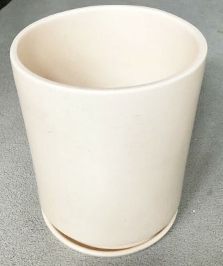 Mid Century Modern Gainey Ceramics S - 12 Planter W/drip Plate Matte White 17.  5” T