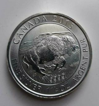 2015 Canada 1.  25 Oz Silver $8 Bison Buffalo.  9999 Fine Bu