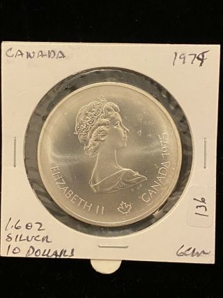 1976 Silver Canada Montreal Olympic 10 Dollar - With 1.  44 Oz Sterling Silver