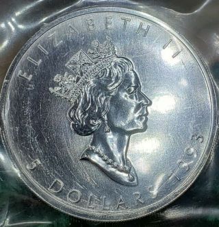 1993 Canada $5 Silver Maple Leaf 1oz, .  9999 Fine Silver GEM BRILLIANT 2
