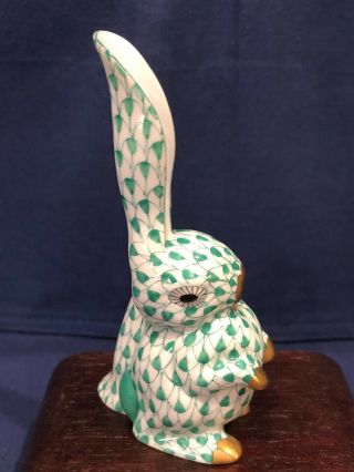 Herend Figurine - Bunny Rabbit One Ear Up 5325 - Green Fishnet 3