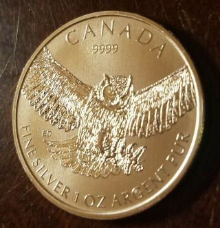 2015 Canada Wildlife Horned Owl 1 Ounce.  9999 Silver Round