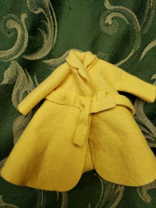 Vintage Vogue 10 1/2 " Jill Doll Tagged Yellow Felt Coat 1959 3445