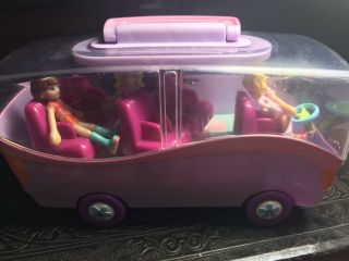 2003 Polly Pocket Magnetic Pink And Purple Van Camper Sleeping Bag Grill Dolls