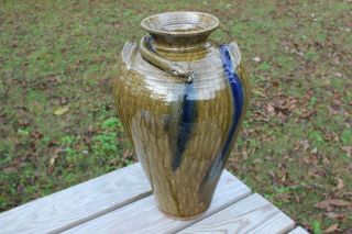 A.  V.  Smith 19” Vase With Snake Marked 1 Large Southern Folk Pottery