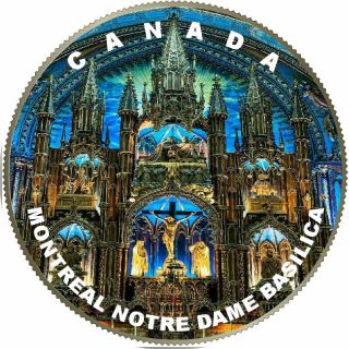 2018 Canadian Coloured 25 Cents Montreal Famous Notre Dame Basilica