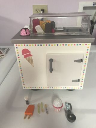 American Girl Truly Me Ice Cream Cart Set W/most Accessories Retired Euc