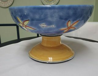 Nino Parrucca Large Hand Painted Footed Center Bowl - Made In Italy