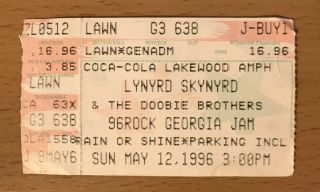 1996 Lynyrd Skynyrd / The Doobie Brothers Atlanta Concert Ticket Stub Bird