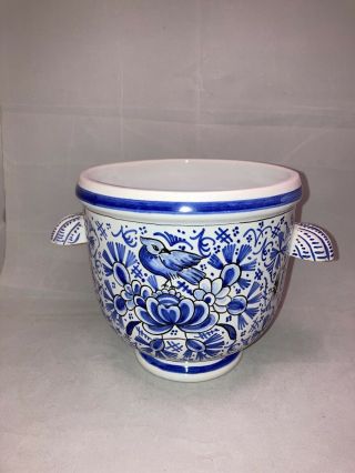 Tiffany & Co.  Cobalt Blue White Planter Hand Painted In France 4459