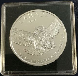 2015 Canada 1 Oz Silver Great Horned Owl $5 Coin - Birds Of Prey Series - Bu