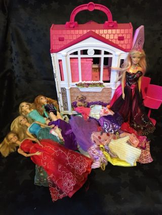 Barbie Doll Bundle With Fold Up House Playset