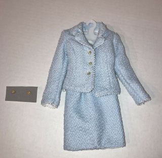 Franklin Princess Diana Powder Blue Boucle Suit 16 " Doll Outfit W Earrings