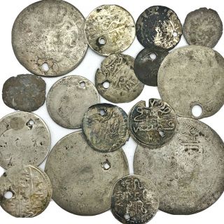 16 Authentic Medieval Silver Coin Artifacts - Metal Detector Finds Old Antiques