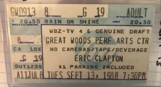 1988 Eric Clapton Mark Knopfler Buckwheat Zydeco Concert Ticket Stub Sept13