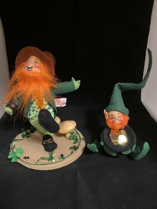 Annalee Dolls - 2 Leprechauns Irish Shamrock St Patrick 