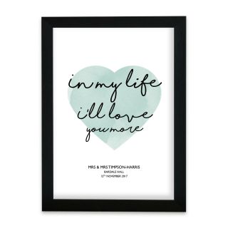 The Beatles " In My Life " Heart Print Music Song Lyric Personalised First Dance