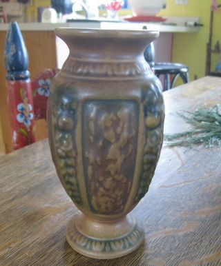 Pair 2 Vintage Roseville Arts & Crafts Florentine Vases 6 inch 2