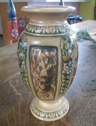 Pair 2 Vintage Roseville Arts & Crafts Florentine Vases 6 inch 3