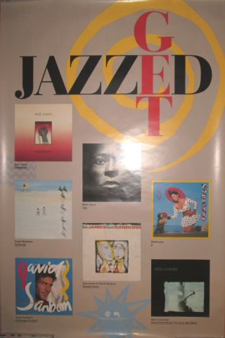 Get Jazzed,  1987 Warner Promotional Poster,  23x35,  Ex,  Miles Davis,  Masekela