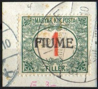 ✔️ Fiume 1918.  1f Sassone Segnatasse 4/iib Double Overprint Value 240€