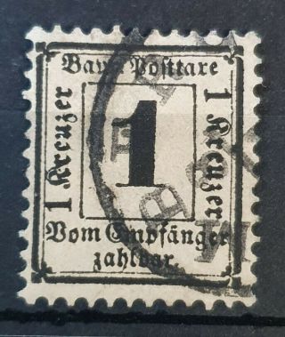 Bayern Germany 1870 - 1871 Postage Due 1 Kr Michel 2x Cv €1000 Vf