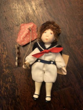 SMALL PEOPLE BY CECILY DOLL DATED 1982 SIGNED BY ARTIST sailor boy With Kite 2